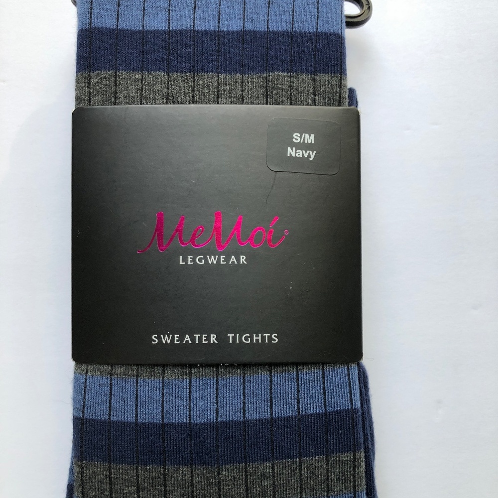 MeMoi Navy, Blue, Grey Striped Cotton Sweater Tights